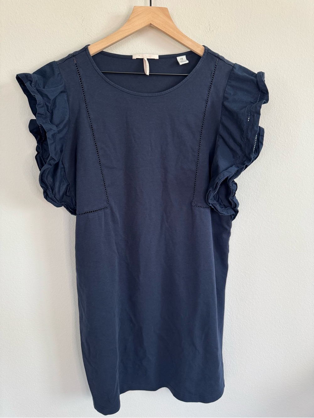 Scotch & Soda Navy Blue Flutter Sleeve Dress Boho Scandinavian Knit Dress XL